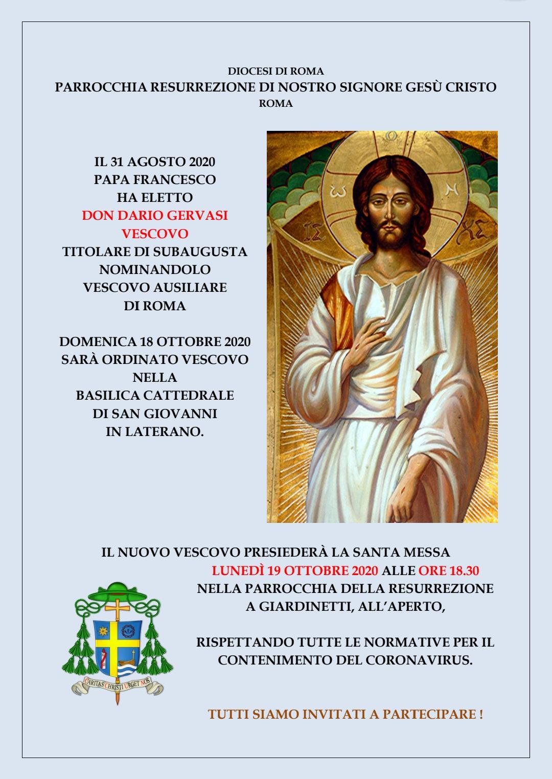 Messa don Dario vescovo, 19 ottobre 2020